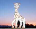 Sophie the Giraffe at sunset